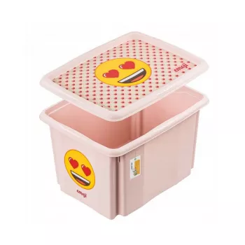 keeeper Aufbewahrungsbox mit Deckel 30L Karolina „Emoji Hearts“ 45x35x27cm Pink