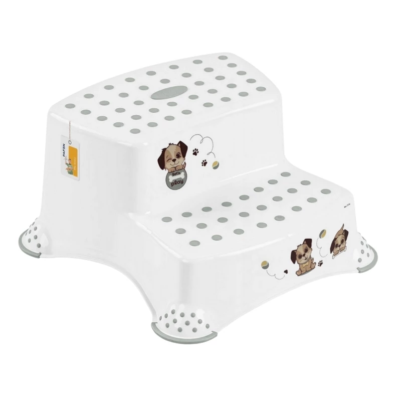 keeeper Zweistufige Bank Igor Dogs, Weiß, 40 x 37 x 21 cm, Traglast 120 kg, rutschfeste Füße