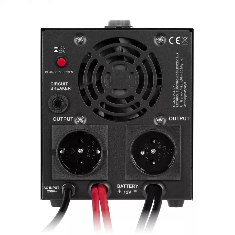 KEMOT PROsinus-1000 Pure-Sinus-Wechselrichter mit Ladefunktion, 12V 230V 1000VA/700W, Schwarz