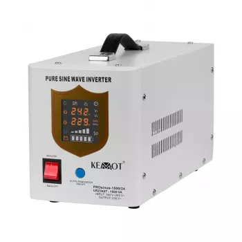 KEMOT PROsinus-1500/24 USV-Wechselrichter mit reiner Sinuswelle und Ladefunktion 24V 230V 1500VA/1050W