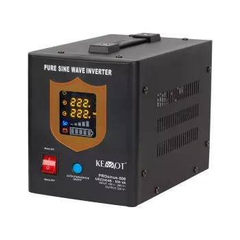 KEMOT PROsinus-500 USV, reine Sinuswelle, 12V 230V 500VA/300W, Schwarz