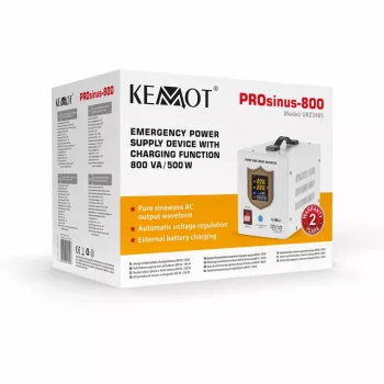 KEMOT PROsinus-800 Notstromversorgung – Reiner Sinus-Wechselrichter mit 12V-Ladefunktion, 230V, 800VA/500W