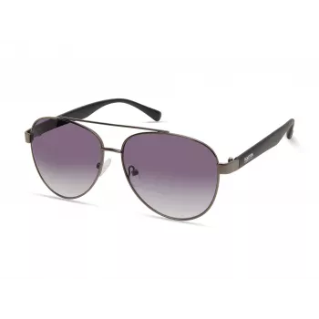 Kenneth Cole KC1394-5908B Herren Rechteck-Sonnenbrille - Glänzend schwarzer Rahmen, rauchgraue Gläser