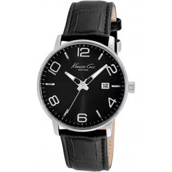 Kenneth Cole Herren IKC8005 Classic Dress Watch 42mm Edelstahlgehäuse Braunes Lederarmband