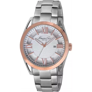 KENNETH COLE Herren IKC9373 Analog-Quarzuhr 42mm schwarzes Zifferblatt echtes Lederarmband