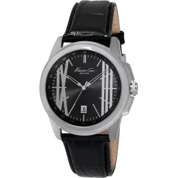 KENNETH COLE Herrenuhr IKC8095 44mm Edelstahl Quarz Analog Schwarz Zifferblatt Silber Armband
