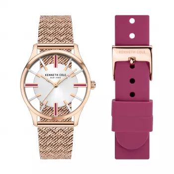 Kenneth Cole Damen KCWLG2124002 Analog-Quarzuhr 34,5mm Silber Edelstahl-Mesh