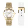 KENNETH COLE Damen Quarz Analog Uhr KCWLG2124003 34,5mm Edelstahlgehäuse Weißes Zifferblatt Schwarzes Lederband