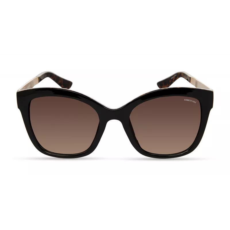 KENNETH COLE Damen-Sonnenbrille KC2965-5401F - Geometrischer Acetatrahmen mit grauen Gradientengläsern - 54 mm