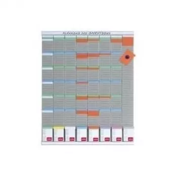 Kensington Nobo T-Card Planungswochenplaner, 8 Spalten, 54 Steckplätze, Metalltafel, Grau, Wandmontage, Inklusive 100 T-Karten und 10 Titelstreifen 2910800