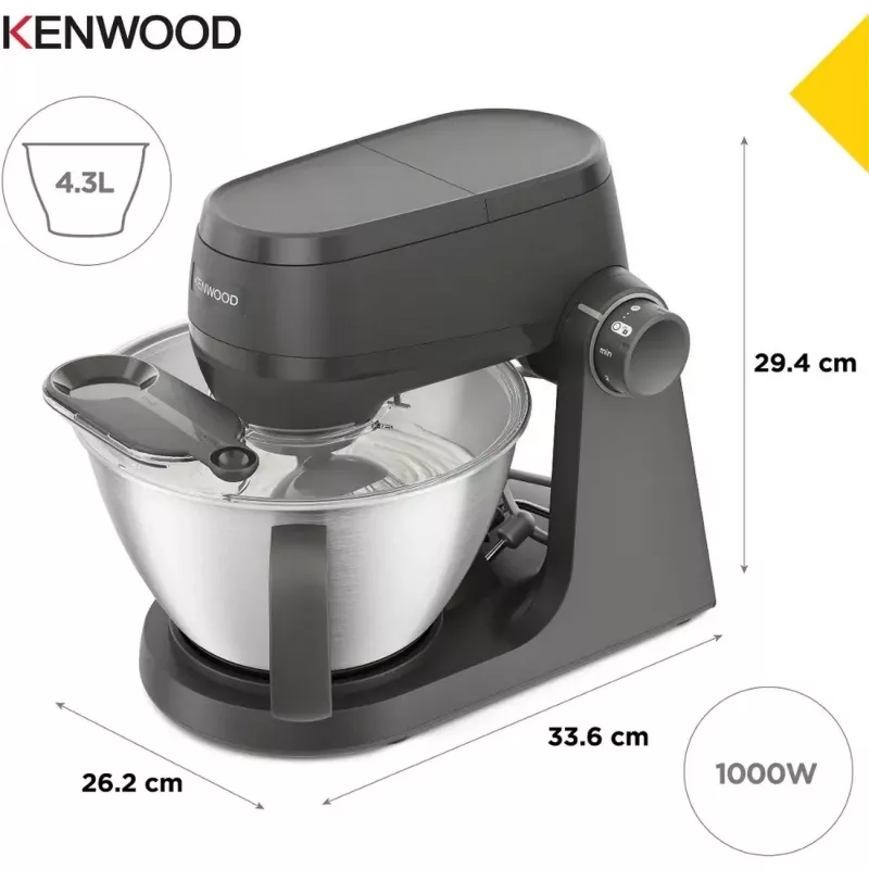 Kenwood KHC30.045GY 1000 W Küchenmaschine mit 4,3 L Schüssel, Edelstahl, Grau