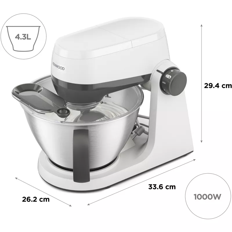 KENWOOD Multi-Tasker KHC30.000WH Küchenmaschine (Grau/Weiß, 1000 W, 4,3 L Schüssel)