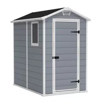 KETER Garden House Manor 4x6 Grau/Weiß 130 x 192 x 198 cm Outdoor-Gerätehaus