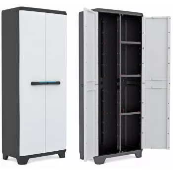 Keter Linear Cabinet Zusatzböden 68x39x173cm 2er-Pack Grau/Schwarz