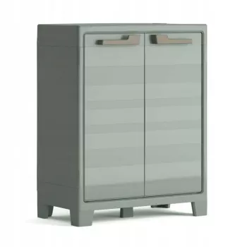 KETER Optima Wonder Low Cabinet Grün/Beige - 1 verstellbarer Einlegeboden, Doppeltüren, abschließbar, witterungsbeständig