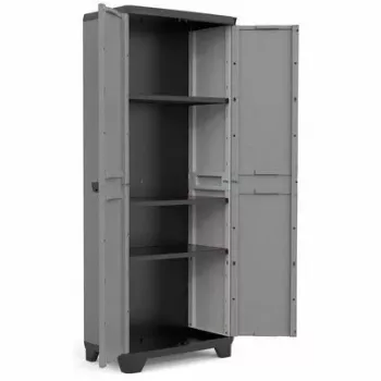 KETER STILO Werkzeugschrank mit Regalböden 68 x 39 x 173 cm Grau/Schwarz