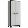 Keter Werkzeugschrank Titan 80x44x182 cm Dunkelgrau/Schwarz Hochbelastbarer Polypropylen-Harz-Aufbewahrungsschrank mit 4 verstellbaren Einlegeböden, abschließbaren Doppeltüren, witterungsbeständig, für Innen- und Außenbereich