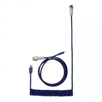 Keychron Coiled Aviator Blue Cable USB-C auf USB-A mit GX16 4-Pin abnehmbarem Anschluss, 200 cm