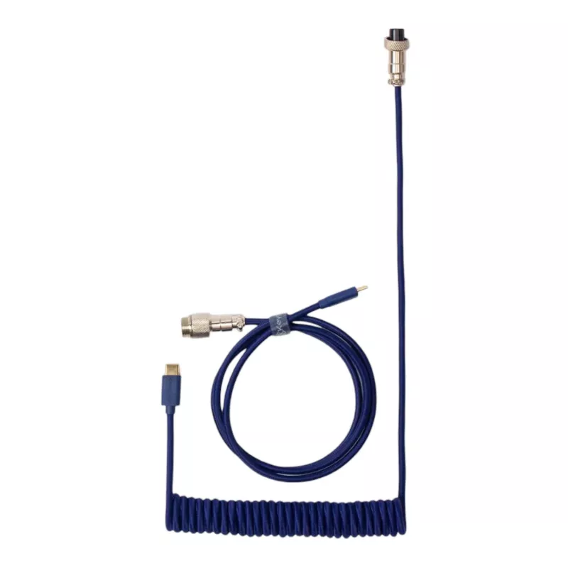 Keychron Coiled Aviator Blue Cable USB-C auf USB-A mit GX16 4-Pin abnehmbarem Anschluss, 200 cm