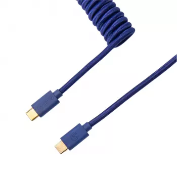 Keychron Coiled Aviator Blue Cable USB-C auf USB-A mit GX16 4-Pin abnehmbarem Anschluss, 200 cm