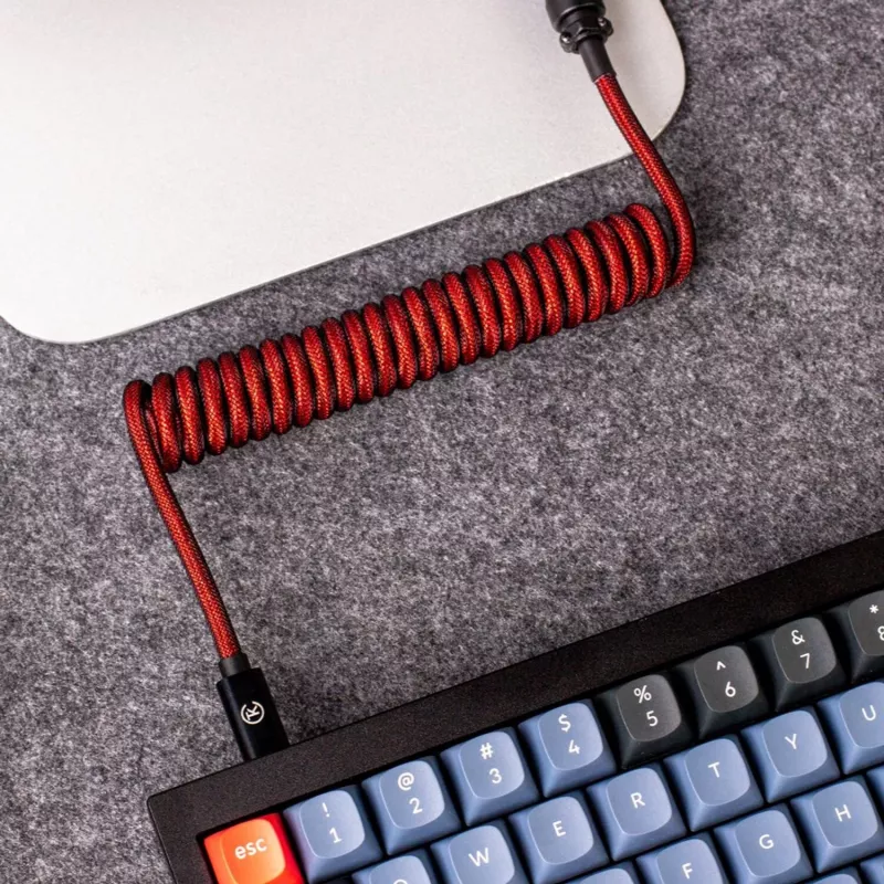 Keychron Coiled Aviator Cable - Rot (USB-A auf USB-C, 2m, abnehmbarer GX12)
