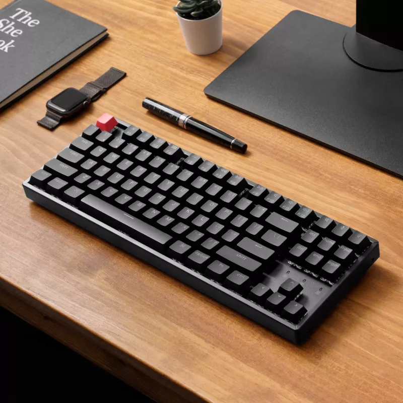 Keychron K8 QMK 80% TKL kabellose mechanische Tastatur V2 Red Switches - Schwarz