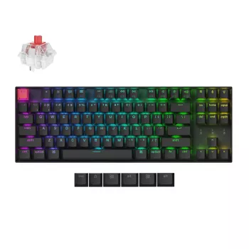 Keychron K8 QMK 80% TKL kabellose mechanische Tastatur V2 Red Switches - Schwarz