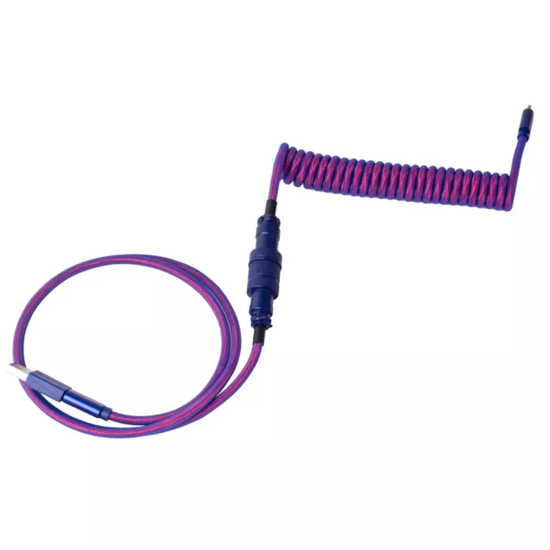 Keychron Premium Coiled Aviator USB-Kabel Typ-C + USB-A Adapter, abnehmbarer Aviator-Stecker, 108 cm
