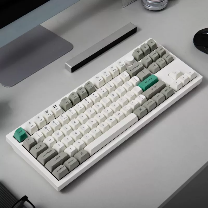 Keychron Q3 Max 80% Vollständig montierte Tastatur mit Drehregler, rote Switches, Hot-Swap Gateron Jupiter RGB Wireless Tastatur - Shell White