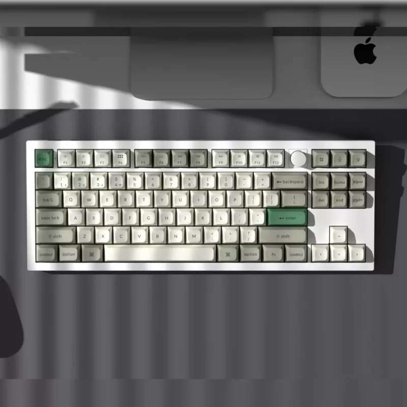 Keychron Q3 Max 80% Vollständig montierte Tastatur mit Drehregler, rote Switches, Hot-Swap Gateron Jupiter RGB Wireless Tastatur - Shell White