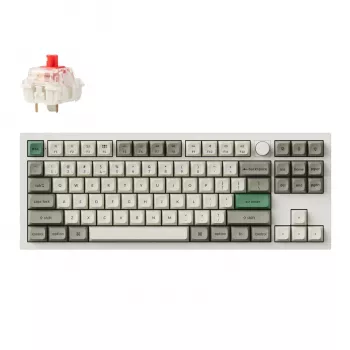 Keychron Q3 Max 80% Vollständig montierte Tastatur mit Drehregler, rote Switches, Hot-Swap Gateron Jupiter RGB Wireless Tastatur - Shell White