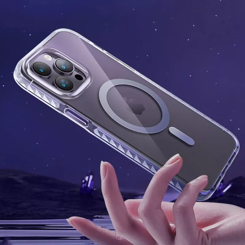 Kingxbar PQY Ice Crystal Series Magnetic Case für iPhone 14 Pro MagSafe Pink und Blau