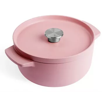 KitchenAid Bräter aus Gusseisen mit Deckel 22 cm, Pink