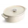 KitchenAid Bräter aus Gusseisen mit Deckel 30 cm, oval, Mandelcreme