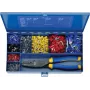 Klauke SK47B Crimpzangen-Set mit Kabelschneider, isolierten Aderendhülsen, Ratschenmechanismus, Blau/Gelb