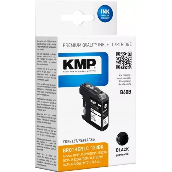 KMP B60B Schwarze Tintenpatrone für Brother LC-123BK (14,1 ml, kompatibel) 1525,4001