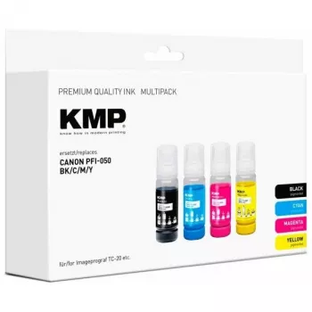 KMP Kompatibel Canon PFI-050 Tintenpatronen Multipack Schwarz/Cyan/Magenta/Gelb (1588,0005)
