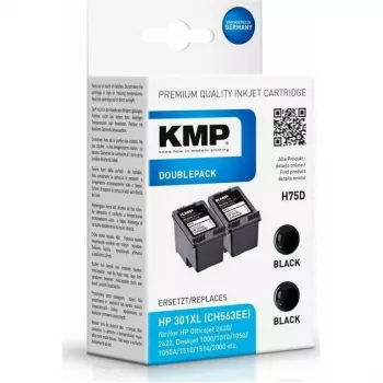 KMP DOUBLEPACK H75D - 2er-Pack - 8 ml - XL - Schwarz - Kompatible Tintenpatrone (Alternative zu HP 301XL, HP CH563EE) für HP DeskJet 1000, 1010, 1050 AiO, 1050A AiO, 1510 AiO, 2000, 2050 AiO, 2050A AiO, 2510 AiO, 2540 AiO, 3000, 3050 AiO, 3050A eAiO