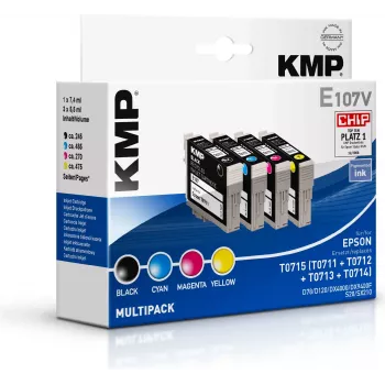 KMP E107V Kompatible Tintenpatrone Multipack Schwarz/Cyan/Magenta/Gelb für Epson T0715