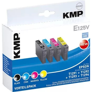 KMP E125V Kompatible Tintenpatronen 3er-Pack – Cyan, Magenta, Gelb für Epson Stylus SX230, SX235, SX430, SX438, WorkForce WF-3520, WF-3530, WF-3540, WF-7015, WF-7515, WF-7525 1617,4050
