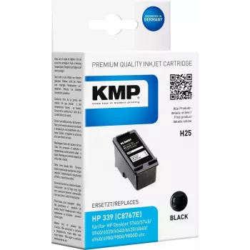 KMP H25 High Capacity Black Ink Cartridge (21 ml) Kompatibel mit HP 339 (C8767EE) für HP Deskjet 5740, 6540, Officejet 72XX, 73XX, 74XX, Photosmart 25XX, 26XX, 27XX, 8050, 8450