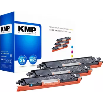 KMP PRINTTECHNIK KMP MULTIPACK H-T149CMY 3er-Pack kompatible Tonerkartuschen (Cyan, Magenta, Gelb) für HP Color LaserJet CM2320/CP2025 Serie - Ersetzt HP 126A 1226,0030