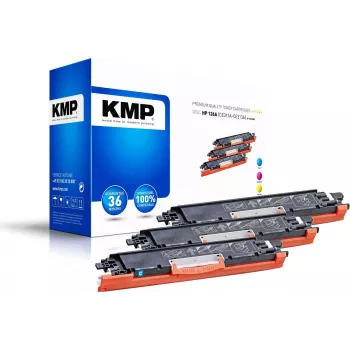 KMP PRINTTECHNIK KMP MULTIPACK H-T149CMY 3er-Pack kompatible Tonerkartuschen (Cyan, Magenta, Gelb) für HP Color LaserJet CM2320/CP2025 Serie - Ersetzt HP 126A 1226,0030