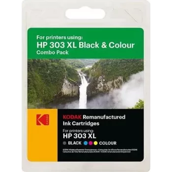 KODAK HP 303XL Doppelpack Tintenpatrone (Schwarz + Dreifarbig) für HP ENVY Photo & Tango Serie 185H030317