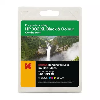 KODAK HP 303XL Doppelpack Tintenpatrone (Schwarz + Dreifarbig) für HP ENVY Photo & Tango Serie 185H030317