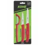 KOHE 3-teiliges Messerset mit Schäler, verschiedene Farben, Klingen aus rostfreiem Stahl mit hohem Kohlenstoffgehalt, ergonomische rutschfeste Griffe, spülmaschinenfest