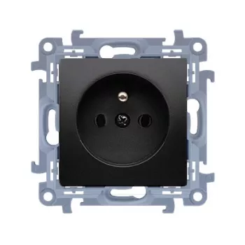 KONTAK-SIMON Simon 10 Einzelsteckdose mit Erdung, Quick-Connect, 16A 250V, Mattschwarz
