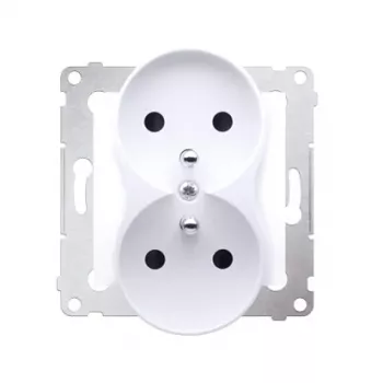 KONTAK-SIMON Simon 54 Doppelsteckdose Weiß 16A 250V mit Shutters Schraubklemmen