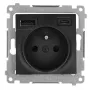 KONTAK-SIMON SIMON 54 Modul Schwarz Matt – 1x Schuko-Steckdose 16A 250V + 2x USB (Typ A & C) 2.1A Schraubklemmen