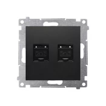 KONTAK-SIMON Simon 54 Premium Cat.6 UTP Dual RJ45 Datenmodul, Schwarz Matt, mit Staubschutzklappen